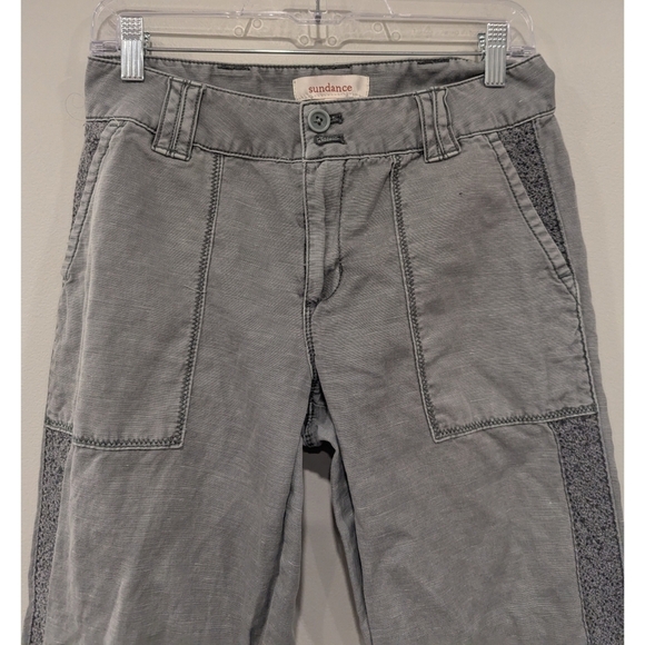 Sundance Catalog Grey Crotchet Side Roll Tab Pants Size 2 - Picture 2 of 6